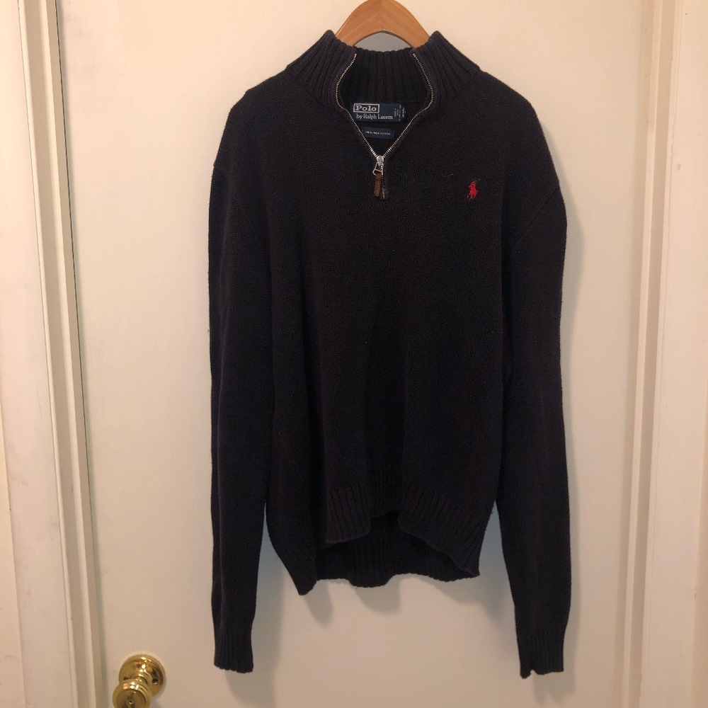 navy blue polo collared sweater